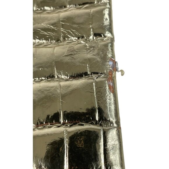 Vintage Gold Embossed Faux Alligator Lucite Handles Purse Folding Tote Bag - Picture 4 of 12